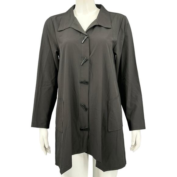 Habitat Top Womens Small Black Button Up Lagenlook Tunic Stretch Oversized Artsy - Picture 1 of 8